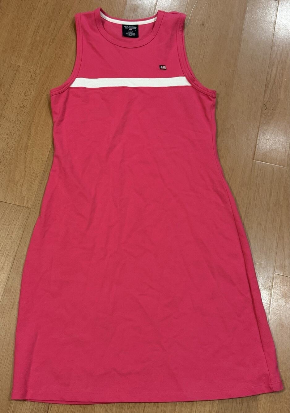Polo Jeans Co Ralph Lauren Pink Sleeveless Flag Dress Womens M Y2K Stripe Preppy